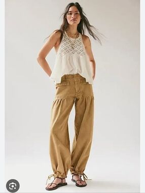 Free People We The Free | Lotus Balloon-style Jeans Mustard NWT Size 25 Cotton